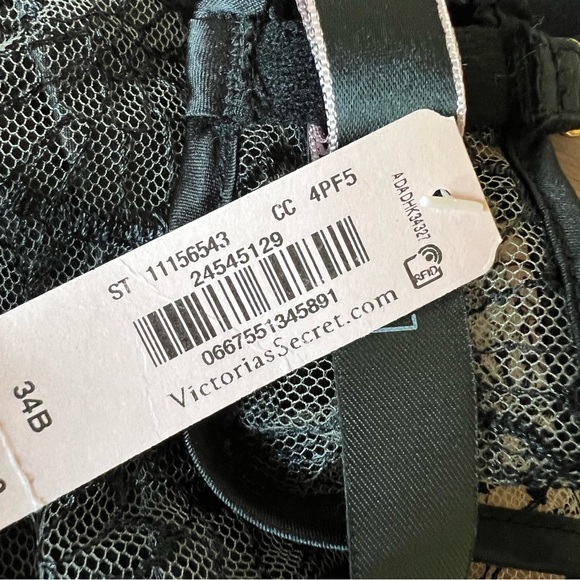 NWT Luxe Victoria’s Secret Peek-a-boo Black Floral Lacy Demi Push-up Bra - Picture 3 of 14